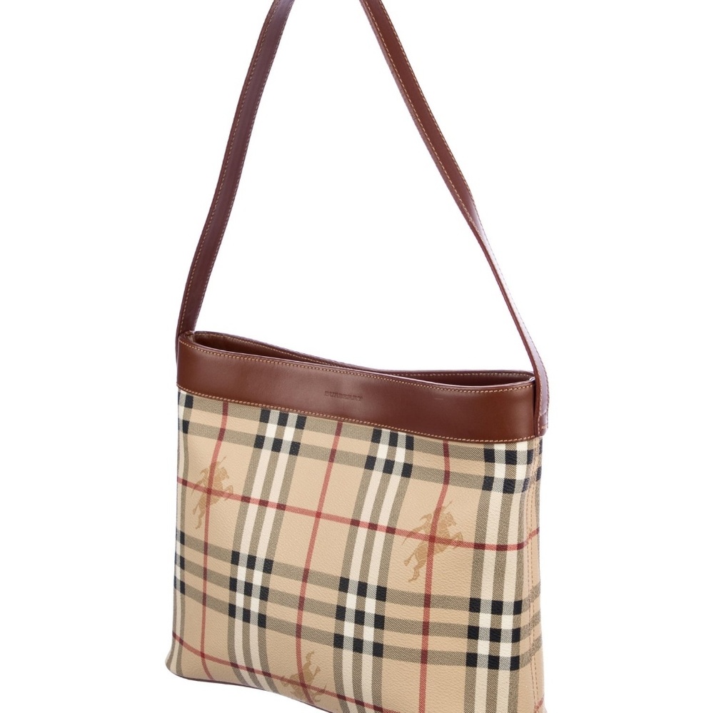 Burberry London leather trimmed Haymarket hobo - Picture 4 of 8